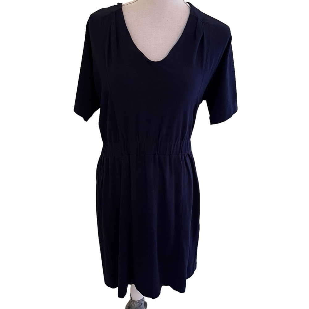 J. Crew Factory Navy Blue Knit Short Sleeve Waisted Dress M